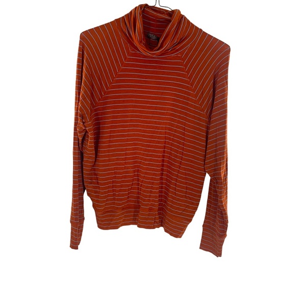 NWT prAna Sol Protect Orange Striped Turtleneck - Size M - Picture 3 of 8